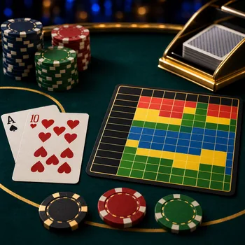 Blackjack Grundstrategie Chart für Schweizer Online-Casinos (S17, 6 Decks, DAS)