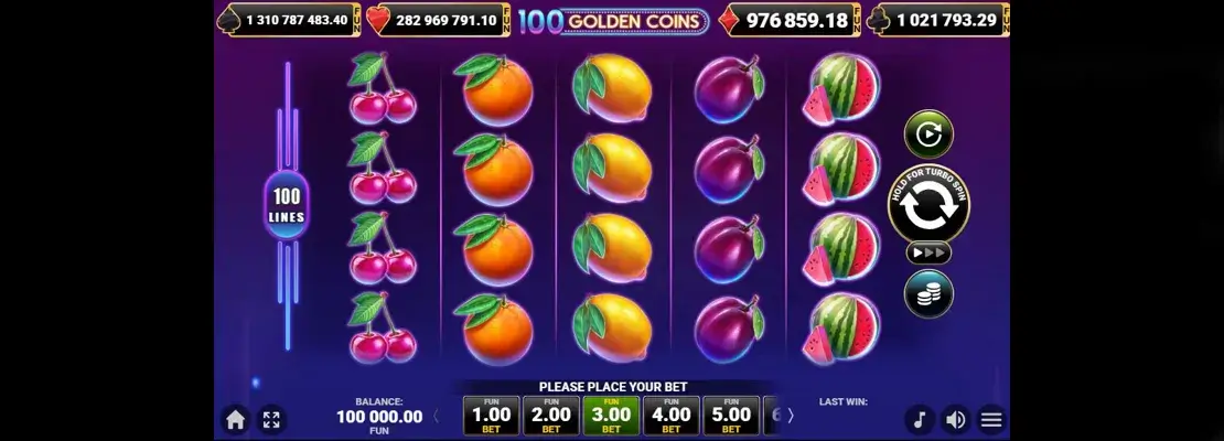 Erste Spielansicht von 100 Golden Coins