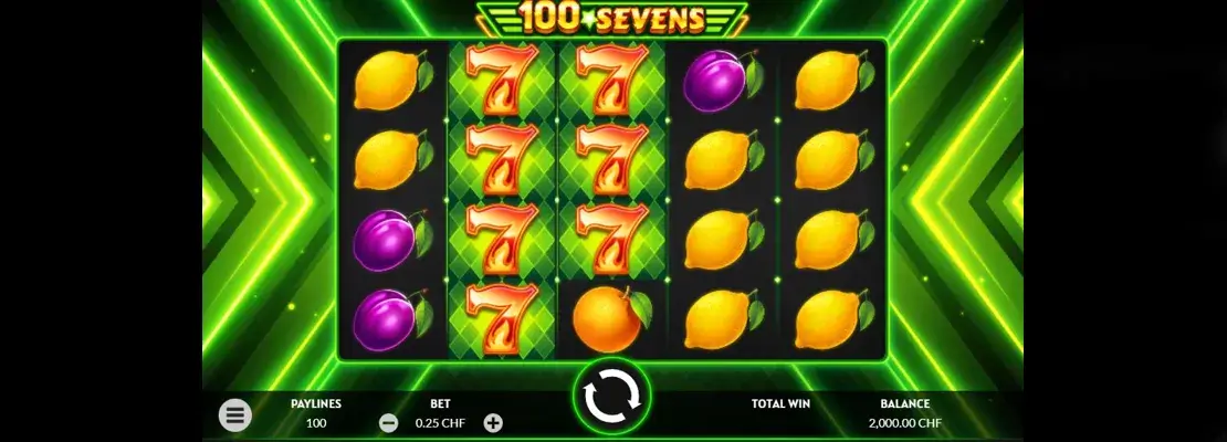 Erste Spielansicht von 100 Sevens