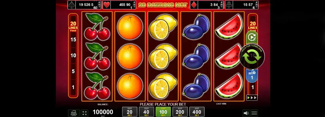 Erste Spielansicht von 20 Dazzling Hot