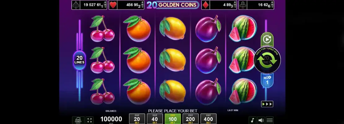 Erste Spielansicht von 20 Golden Coins