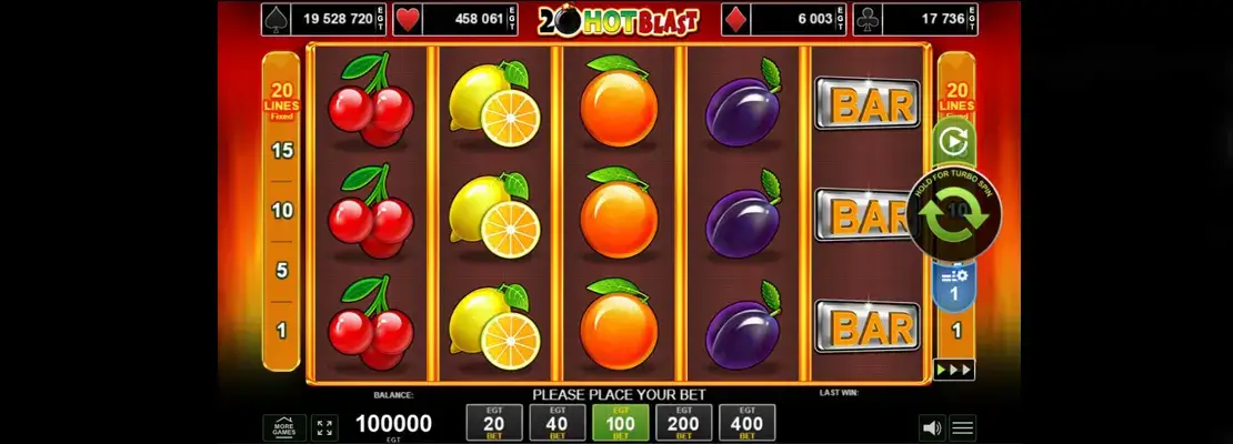 Erste Spielansicht von 20 Hot Blast