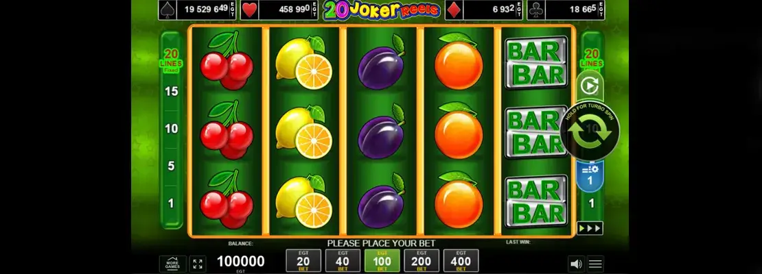 Erste Spielansicht von 20 Joker Reels