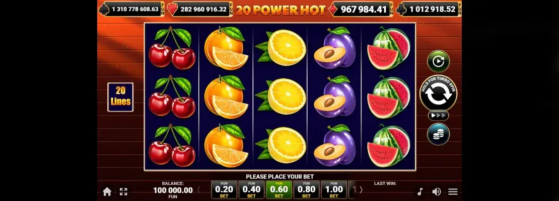 Erste Spielansicht von 20 Power Hot