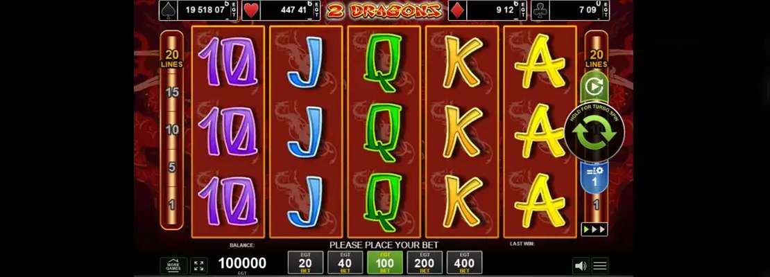 Erste Spielansicht von 2 Dragons