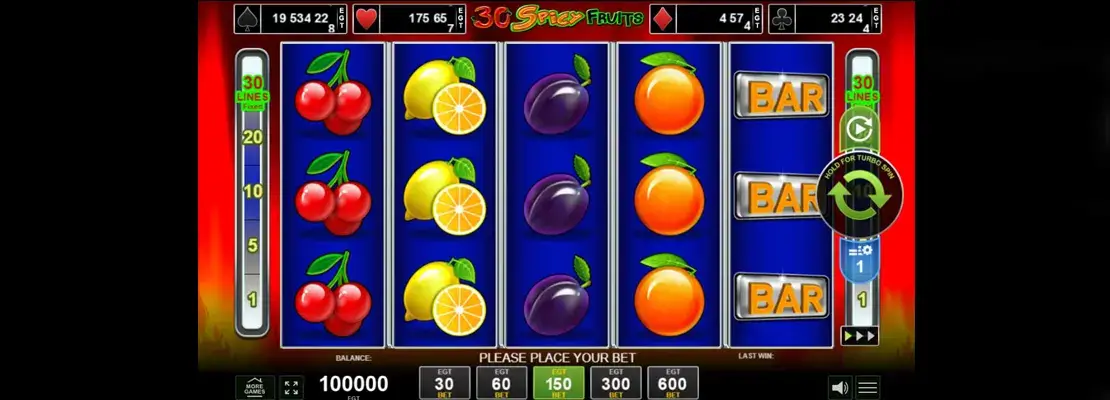 Erste Spielansicht von 30 Spicy Fruits