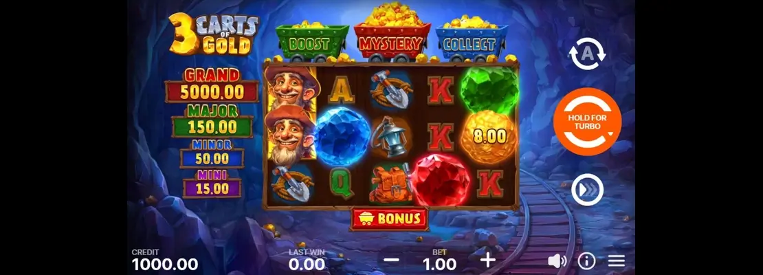 Erste Spielansicht von 3 Carts Of Gold Hold And Win