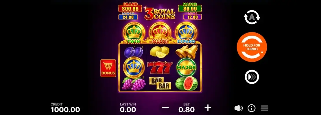 Erste Spielansicht von 3 Royal Coins Hold And Win