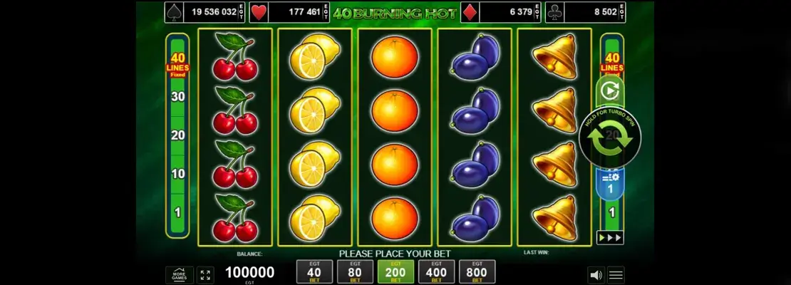 Erste Spielansicht von 40 Burning Hot