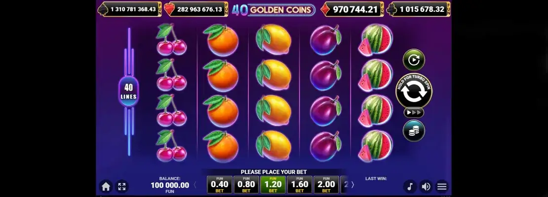 Erste Spielansicht von 40 Golden Coins