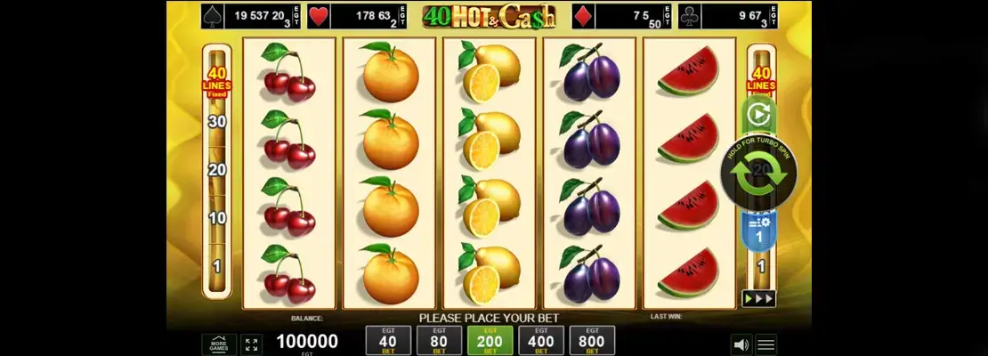 Erste Spielansicht von 40 Hot And Cash