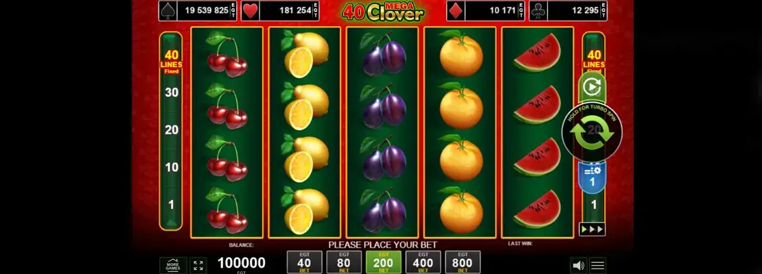 Erste Spielansicht von 40 Mega Clover