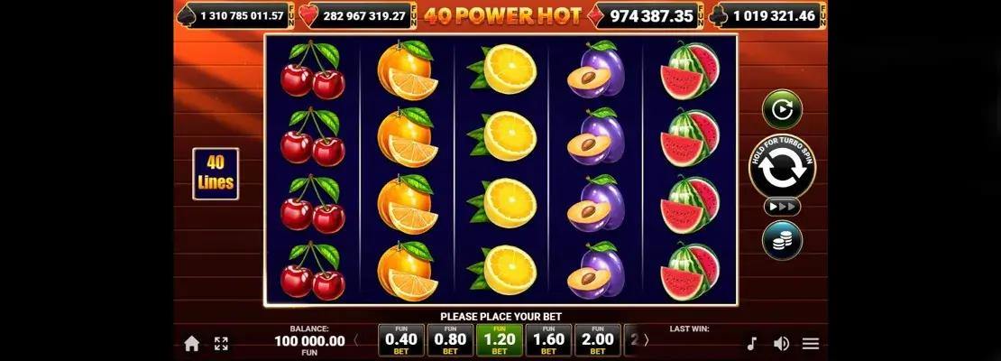 Erste Spielansicht von 40 Power Hot