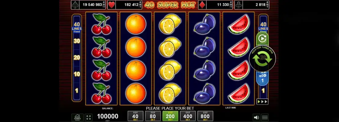 Erste Spielansicht von 40 Super Hot