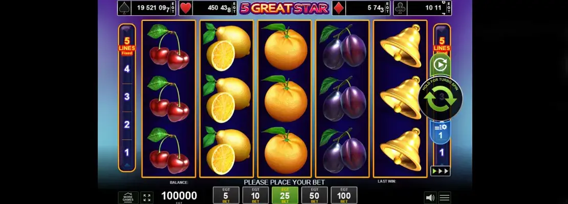 Erste Spielansicht von 5 Great Star