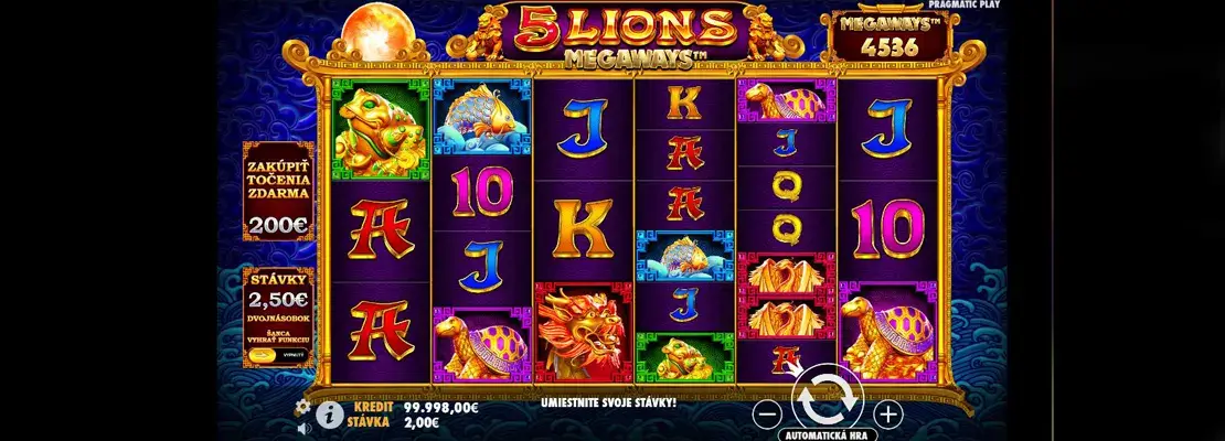 Erste Spielansicht von 5 Lions Megaways