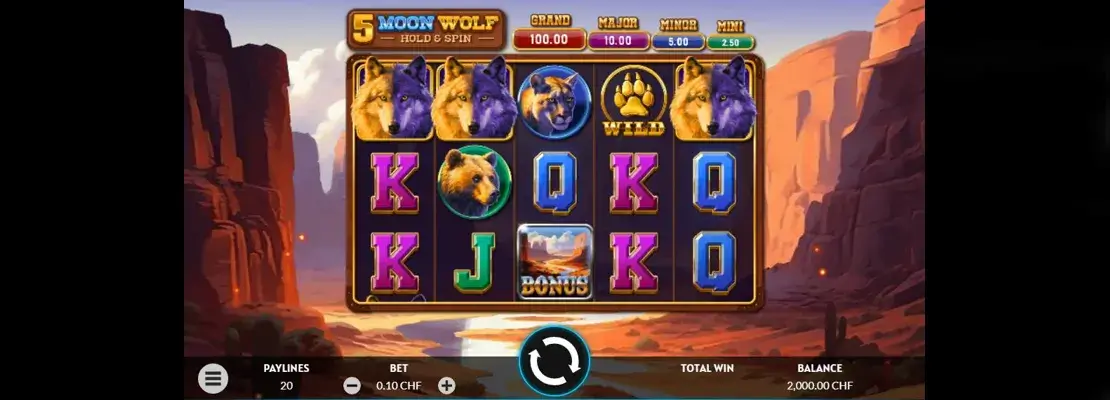 Erste Spielansicht von 5 Moon Wolf Hold And Apin