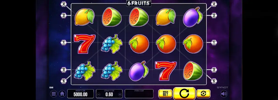 Erste Spielansicht von 6 Fruits