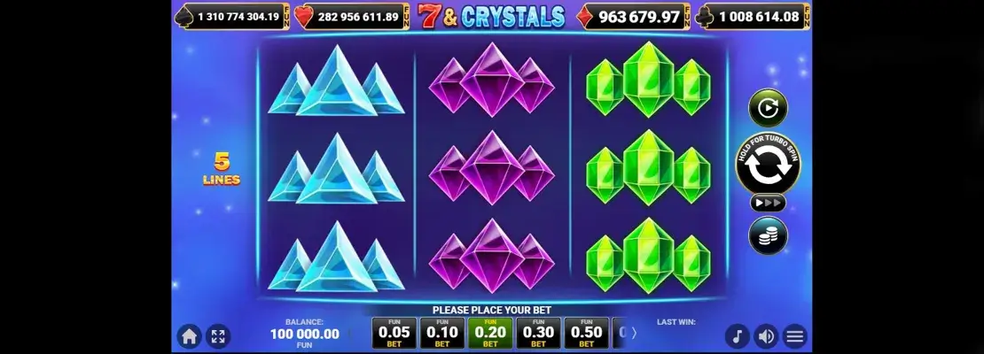Erste Spielansicht von 7 And Crystals