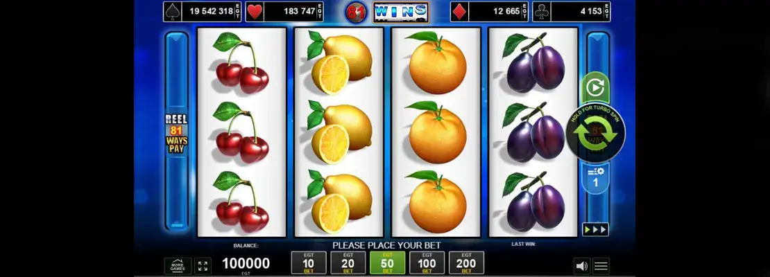 Erste Spielansicht von 81 Wins