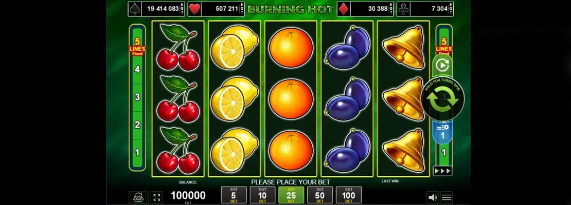 Erste Spielansicht von Burning Hot