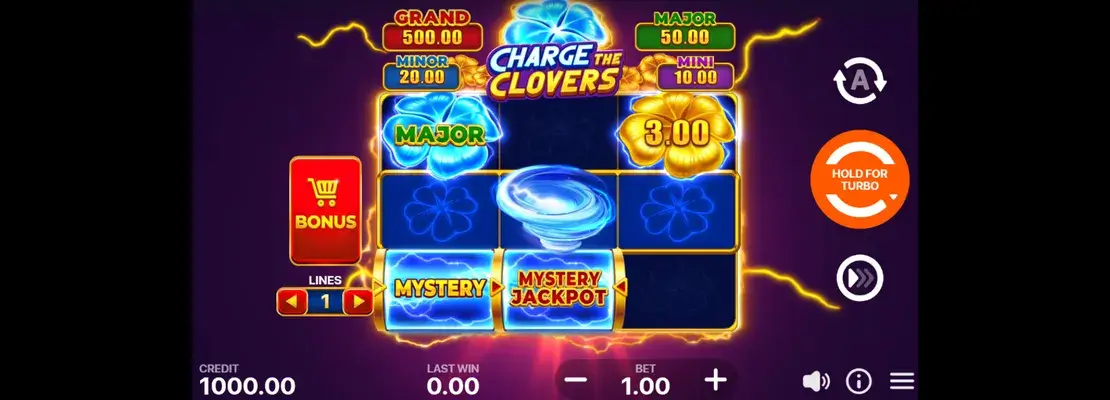 Erste Spielansicht von Charge The Clovers Hit The Bonus