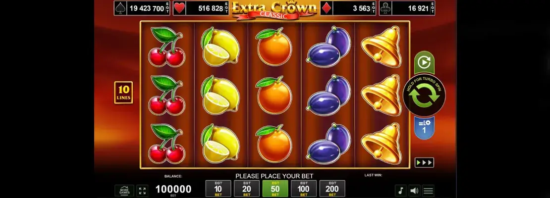 Erste Spielansicht von Extra Crown