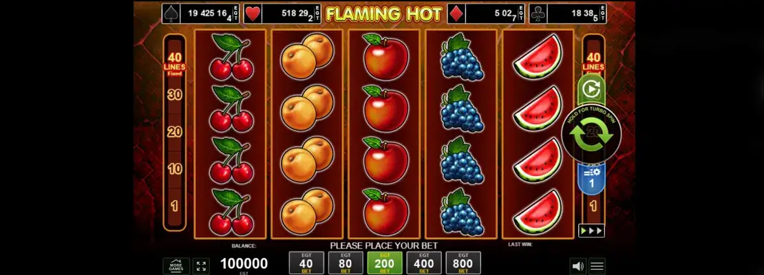 Erste Spielansicht von Flaming Hot