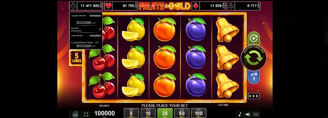 Erste Spielansicht von Fruits And Gold