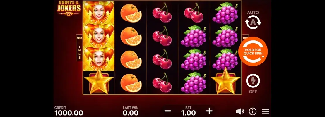 Erste Spielansicht von Fruits And Jokers 100 Lines