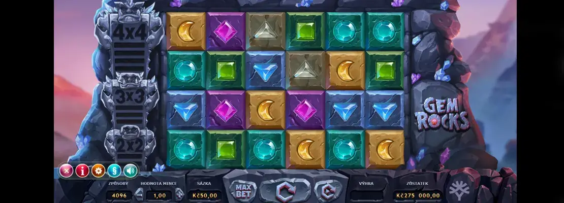 Erste Spielansicht von Gem Rocks