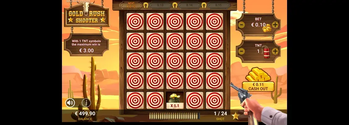 Erste Spielansicht von Gold Rush Shooter