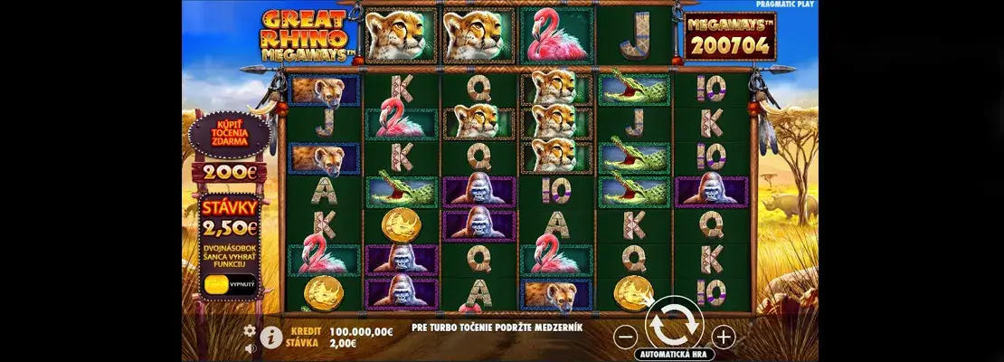 Erste Spielansicht von Great Rhino Megaways