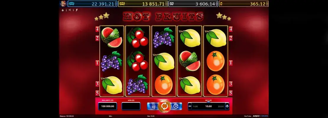 Erste Spielansicht von Hot Fruits