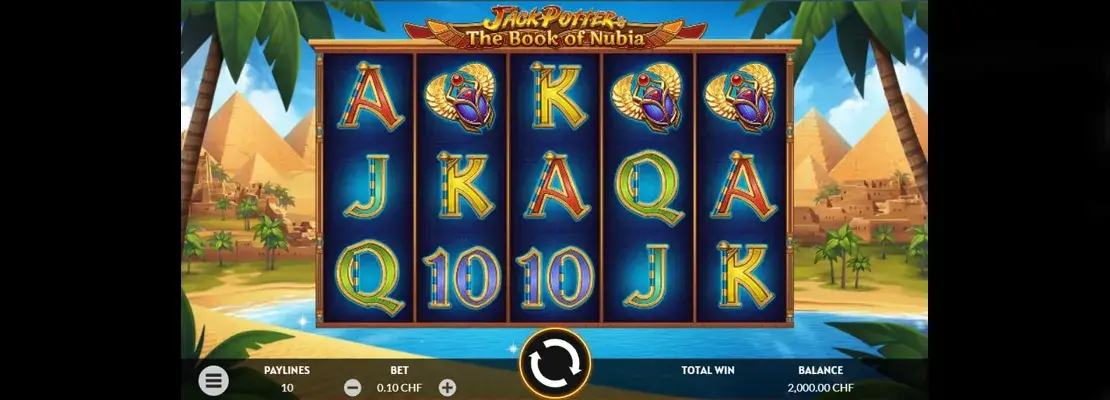 Erste Spielansicht von Jack Potter And The Book of Nubia