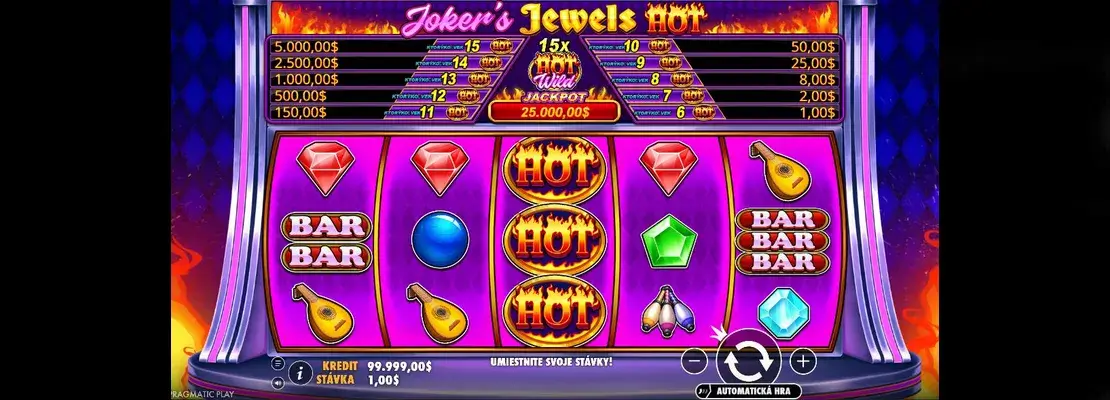 Erste Spielansicht von Jokers Jewels Hot
