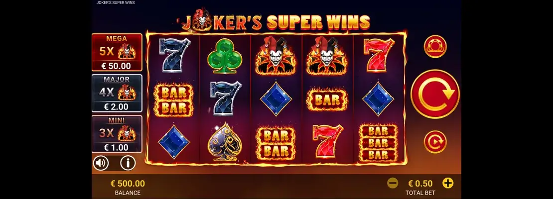 Erste Spielansicht von Jokers Super Wins
