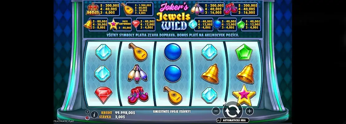 Erste Spielansicht von Jokers Jewels Wild