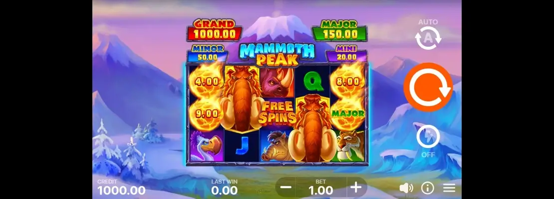 Erste Spielansicht von Mammoth Peak Hold And Win