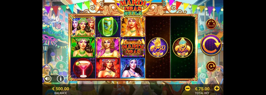 Erste Spielansicht von Mardi Gras Reels