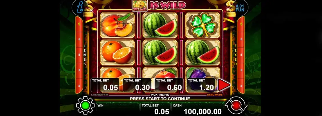 Erste Spielansicht von Pick The Pig