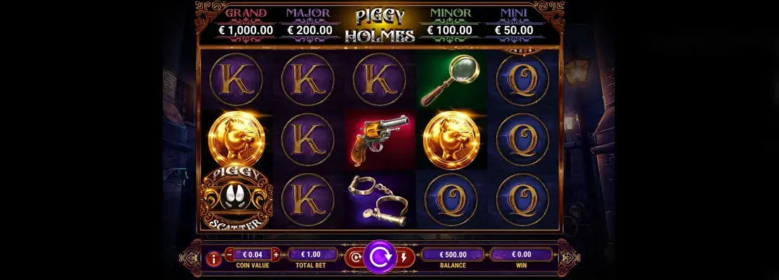 Erste Spielansicht von Piggy Holmes