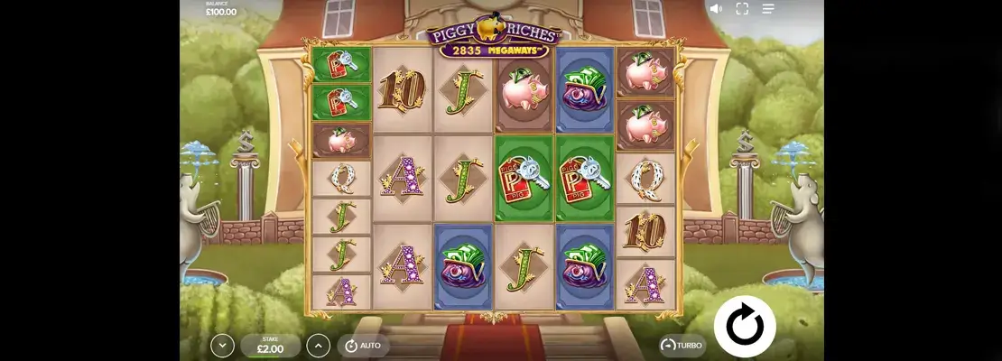 Erste Spielansicht von Piggy Riches Megaways