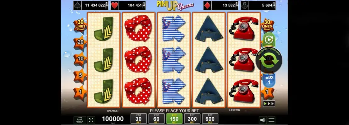 Erste Spielansicht von Pin Up Queens