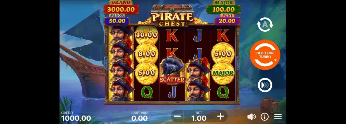 Erste Spielansicht von Pirate Chest Hold and Win