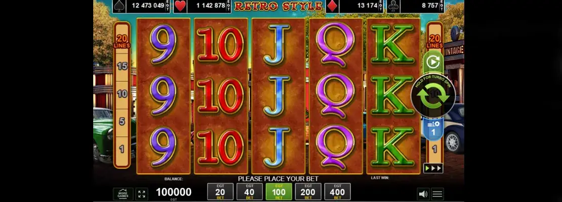 Erste Spielansicht von Retro Style