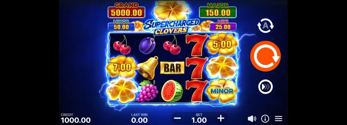 Erste Spielansicht von Supercharged Clovers Hold And Win