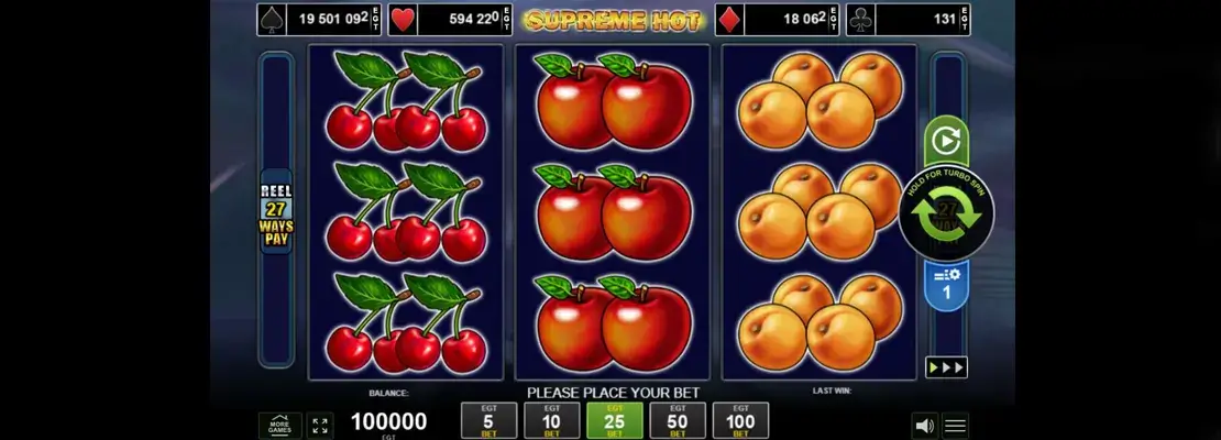 Erste Spielansicht von Supreme Hot