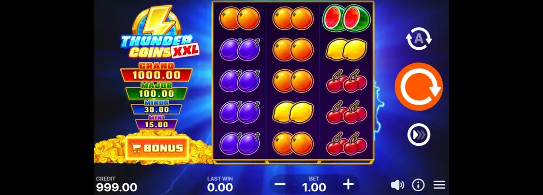 Erste Spielansicht von Thunder Coins XXL Hold And Win