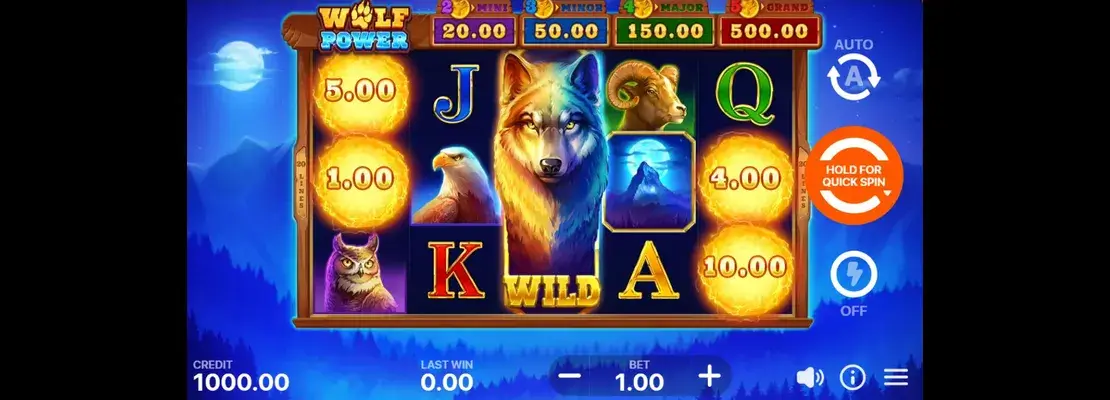 Erste Spielansicht von Wolf Power Hold And Win